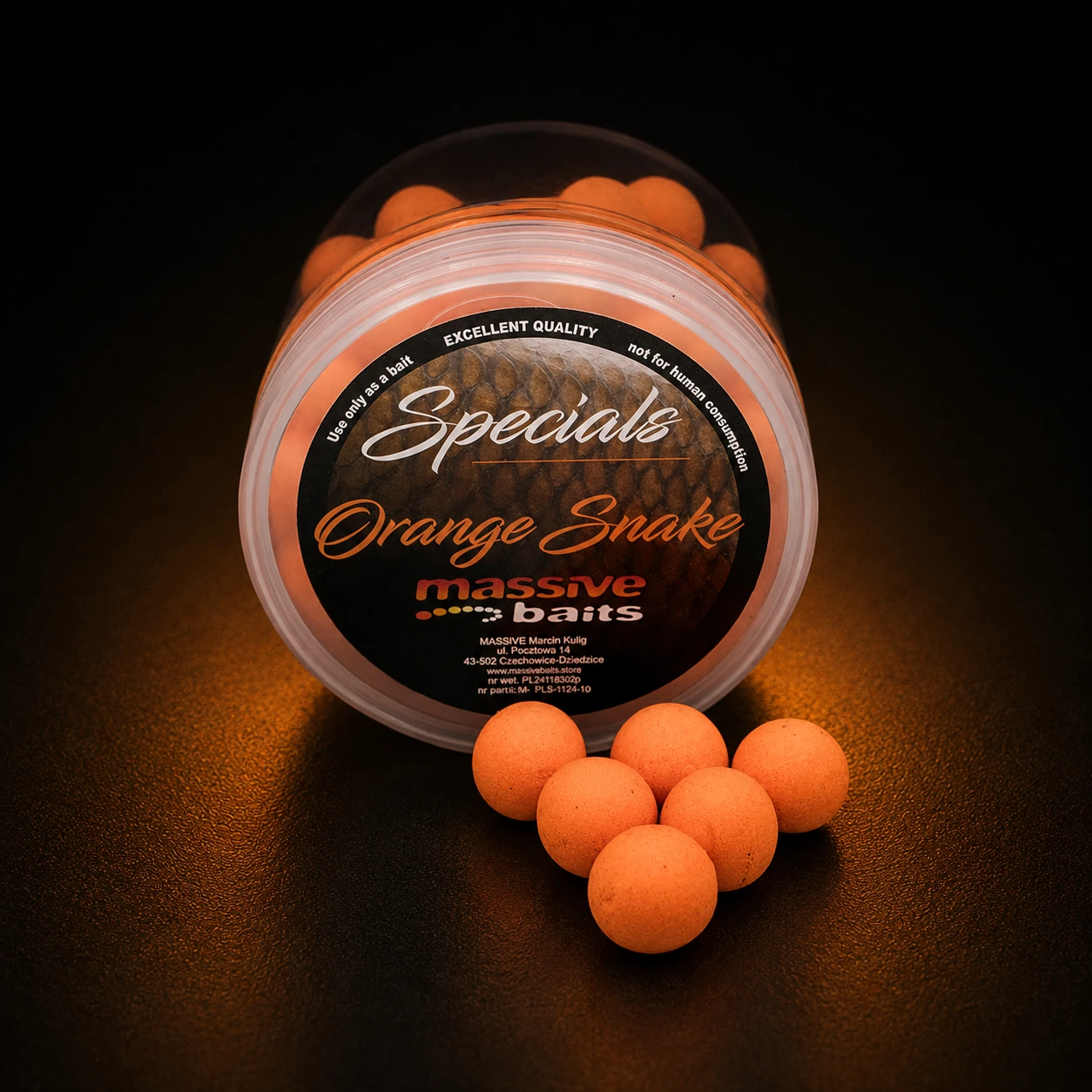 Massive Baits Orange Snake Pop-Ups 14mm