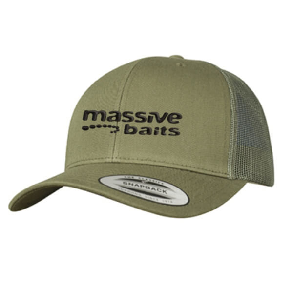 Massive Baits: Kaki baseballpet TRUCKER *borduurwerk*